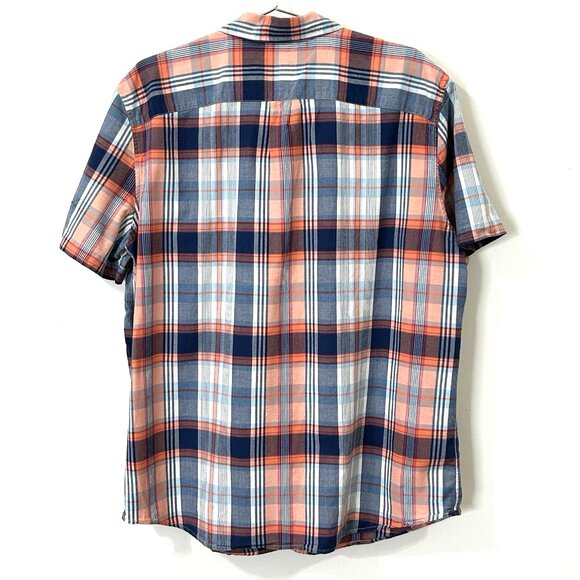 AMERICAN EAGLE XL Seriously Soft Plaid Button Down Shirt Coral Blue Cotton SS - Picture 2 of 10